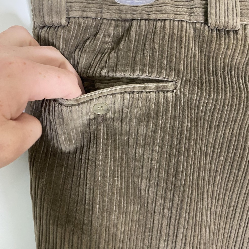 Saks Fifth Avenue Pants Mens 39x30 Brown Corduroy Pleated Cuffed Dress Pants - Picture 10 of 16